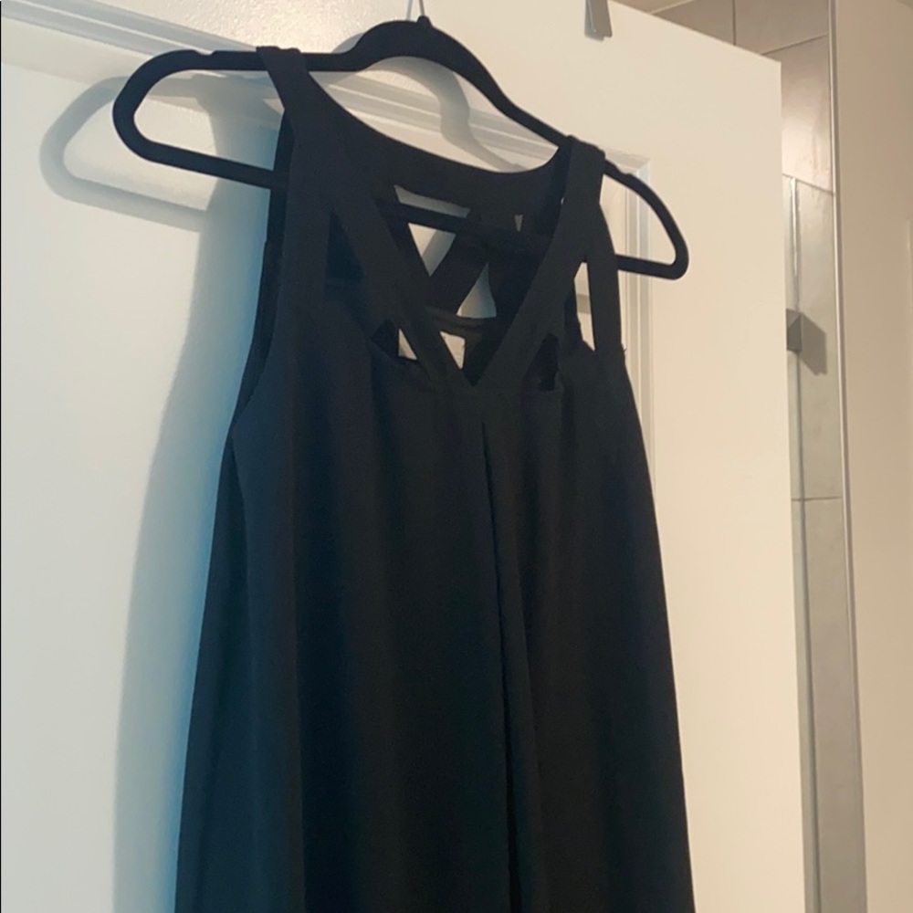 Black mini chiffon dress